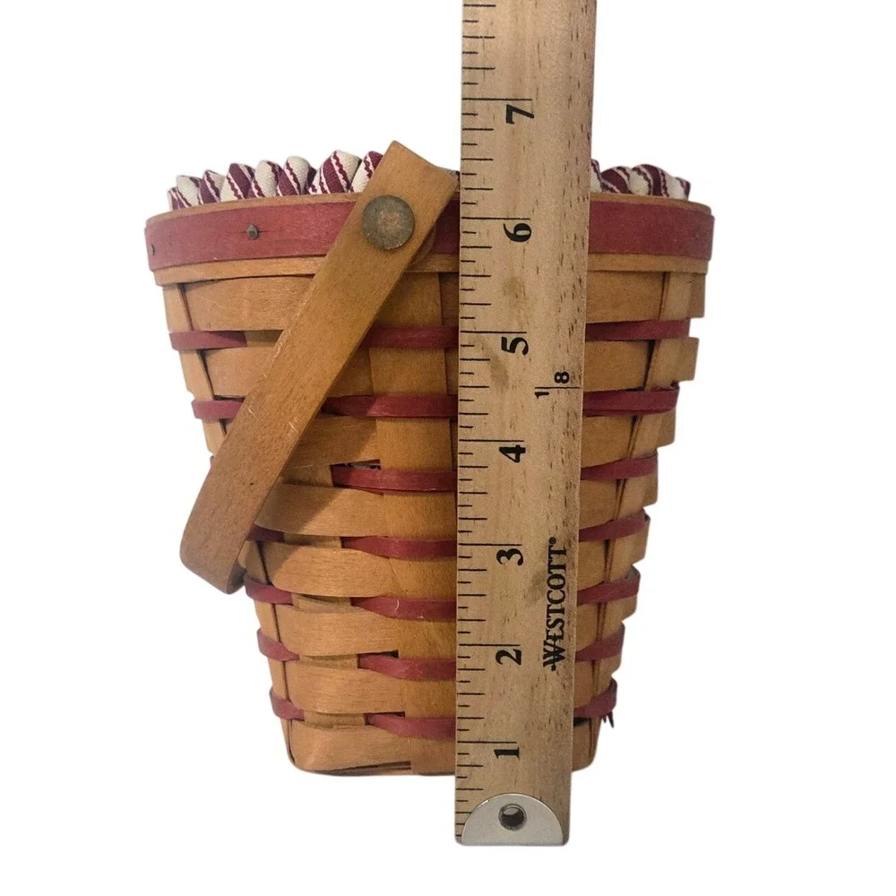 Longaberger‎ 1996 Sweetheart Bouquet Handwoven Tapered Basket Red Striped Lining